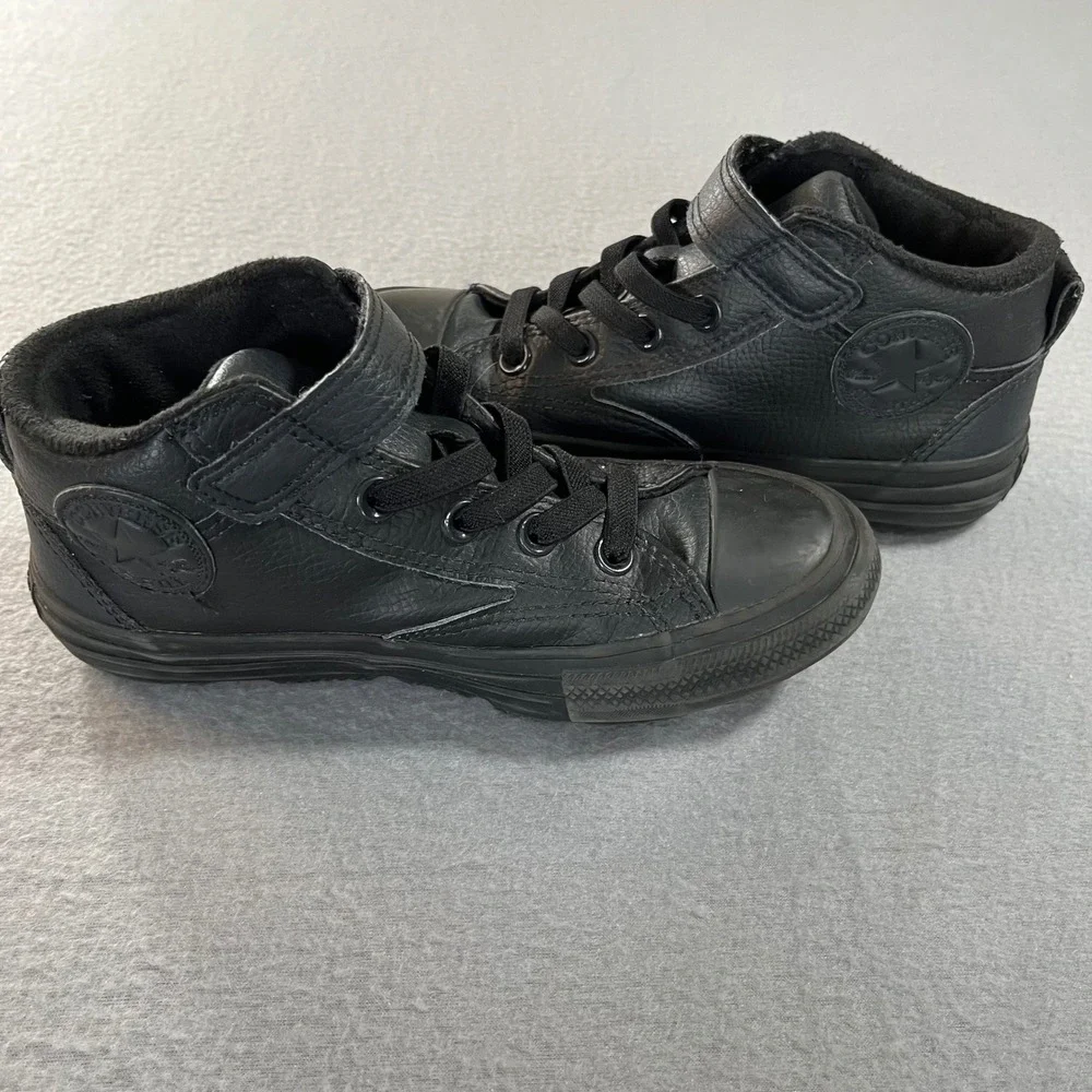 Converse Chuck Taylor All Star Axel Mid Youth Black Leather Sneakers A04818C 2